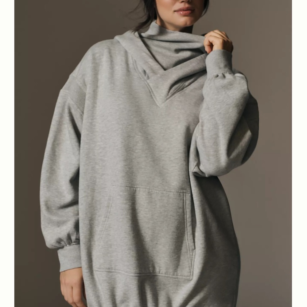 Gray Oversized Cowl Neck Sweater